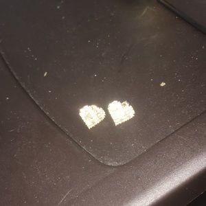 14k gold HEART earrings. REAL Diamonds